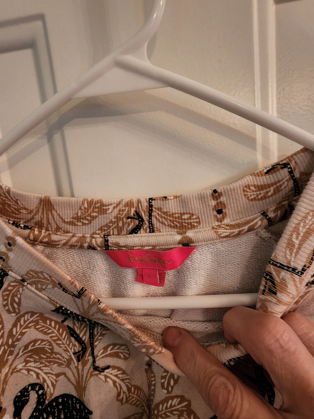 Lilly Pulitzer Pink-Tagged Tan and Black Print Crop Top